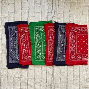 Bandana 100% cotton 6 bundle pack 3 red, 1 green, 2 navy blue
